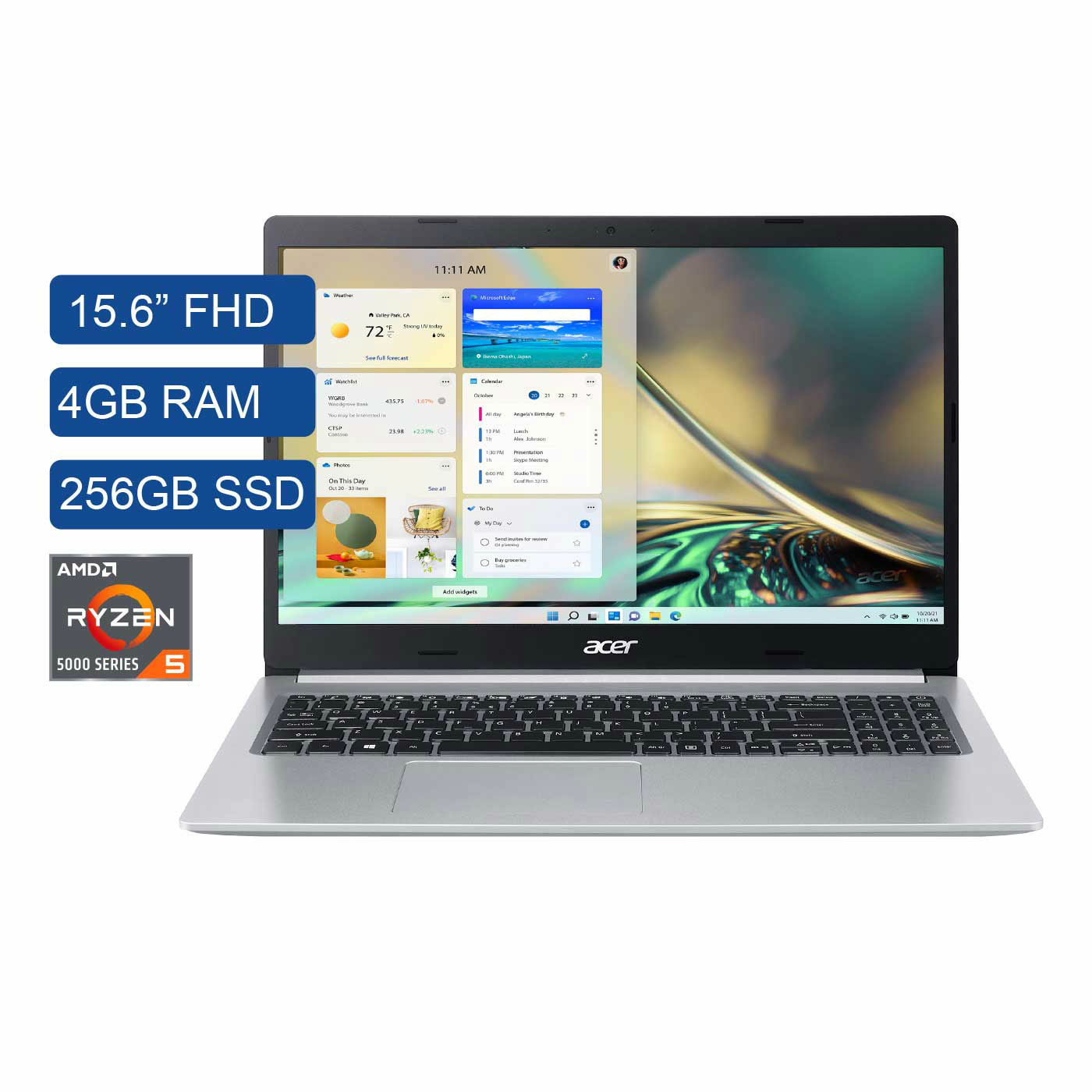Computador Portátil ACER 15.6" Pulgadas R8NL - AMD Ryzen 5 - RAM 4GB - Disco SSD 256GB - Plateado