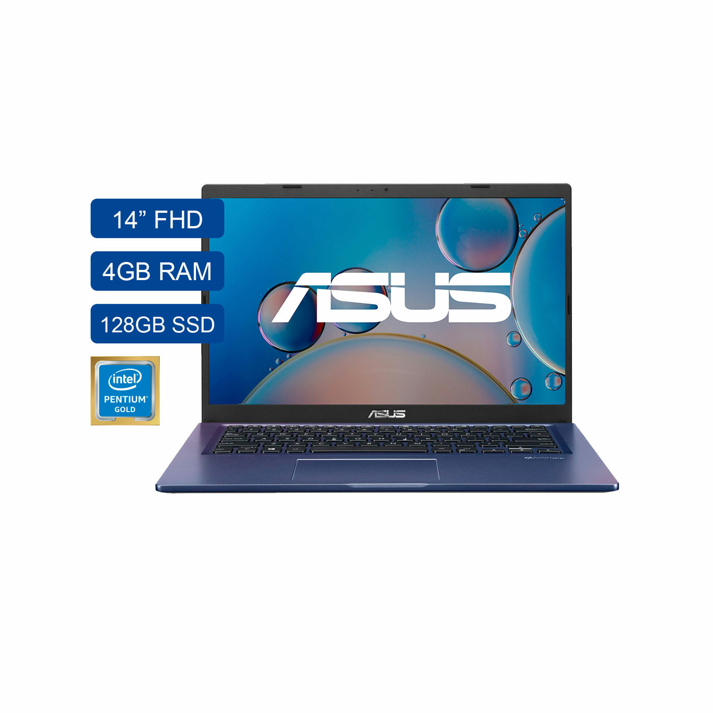 Computador Portátil ASUS 14" Pulgadas X415JA- Intel Pentium Gold - 4GB RAM - Disco Estado Sólido 128 GB - Azul + Obsequios