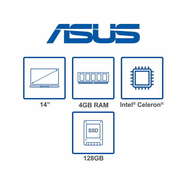 Computador Portátil ASUS 14" Pulgadas E410MAII- Intel Celeron - 4GB RAM - Disco Estado Sólido 128GB - Azul
