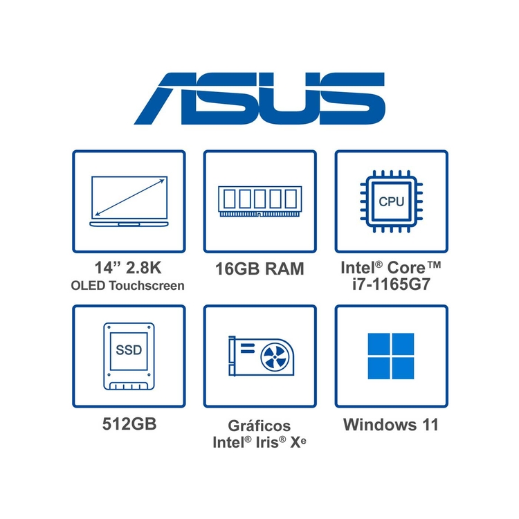 Computador Portátil ASUS ZenBook OLED 14" Pulgadas UX5401EA Intel Core i7 - RAM 16GB - Disco SSD 512 GB - Gris + Obsequios
