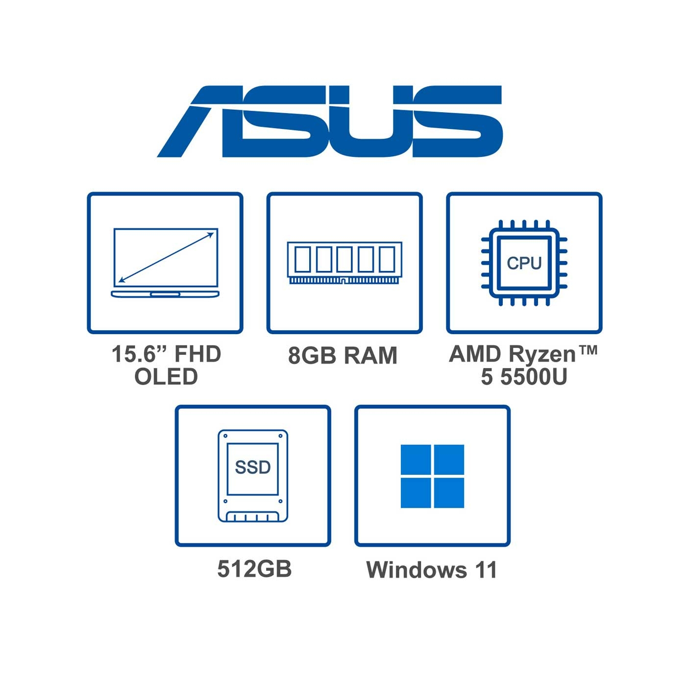 Computador Portátil ASUS VivoBook OLED 15.6" Pulgadas M513UA - AMD Ryzen 5 - RAM 8GB - Disco SSD 512 GB - Negro