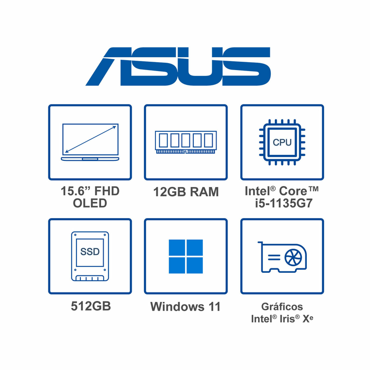 Computador Portátil ASUS VivoBook OLED 15,6" Pulgadas K513EA - Intel Core I5 - RAM 12GB - Disco SSD 512GB – Negro