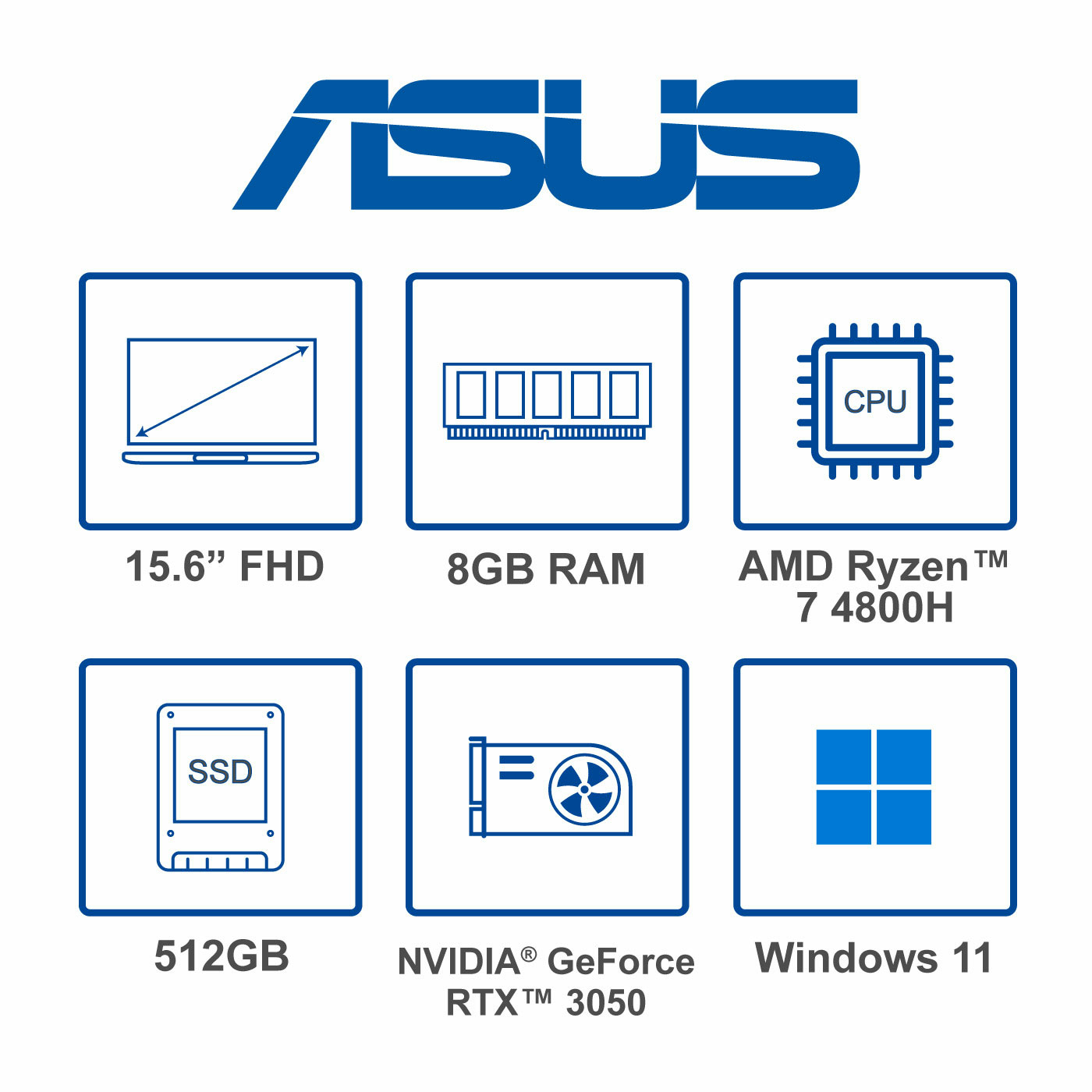 Computador Portátil Gamer ASUS TUF Gaming A 15.6" Pulgadas FA506ICB - AMD Ryzen 7 - RAM 8GB - Disco SSD 512GB - Negro