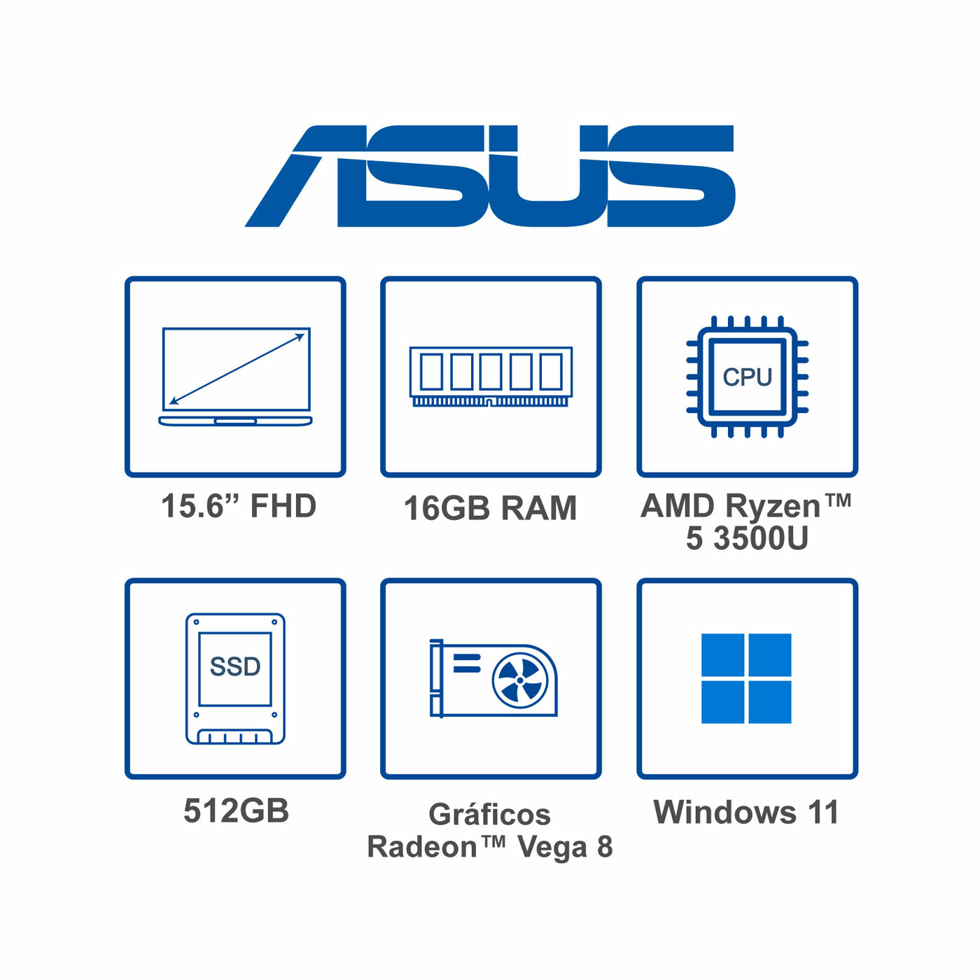 Computador Portátil ASUS 15,6" Pulgadas M515DA - AMD R5 - RAM 16GB - Disco SSD 512 GB - Gris