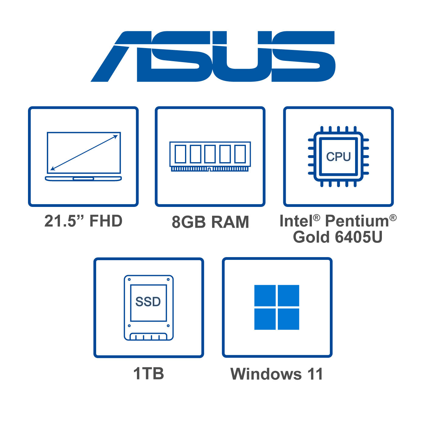 Computador All In One ASUS Vivo 21.5" Pulgadas V222FAK Intel Pentium Gold - RAM 8GB - Disco HDD 1TB – Negro