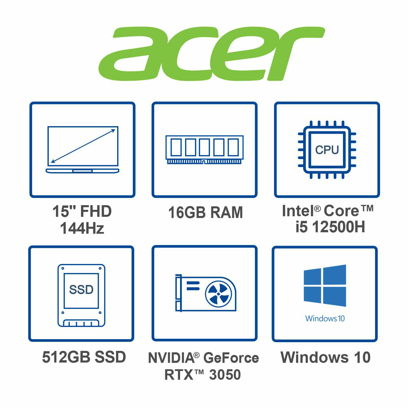 Computador Portátil Gamer ACER 15.6" Pulgadas 543S - Intel Core i5 - RAM 16GB - Disco SSD 512GB - Negro