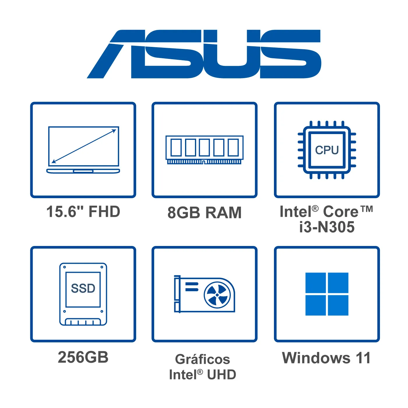 Computador Portátil ASUS Vivobook Go 15.6" Pulgadas E1504GA - Intel Core i3 - RAM 8GB - Disco SSD 256 GB - Negro