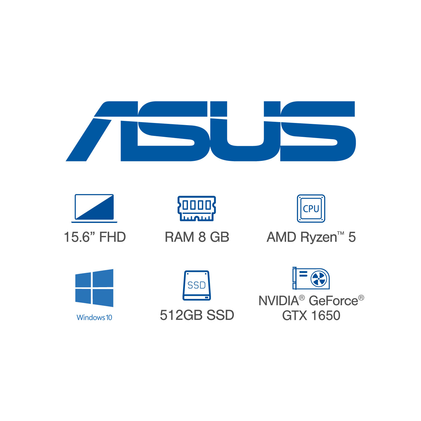 Computador Portátil Gamer ASUS TUF Gaming 15,6" Pulgadas FX505DT-BQ143T Procesador AMD Ryzen 5 - 8GB RAM - Disco Estado Sólido 512 GB - Negro