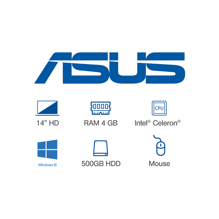 Computador Portátil ASUS 14" Pulgadas X409MA Intel Celeron - RAM 4GB - Disco HDD 500 GB - Plateado