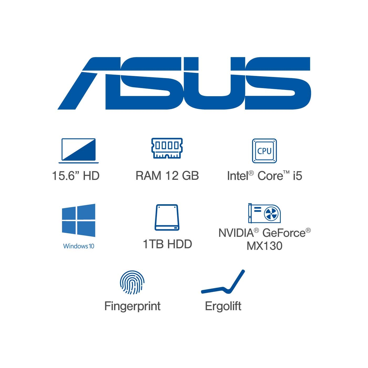 Computador Portátil ASUS VivoBook 15,6" Pulgadas X512JF Intel Core i5 - RAM 12GB - Disco HDD 1 TB - Azul