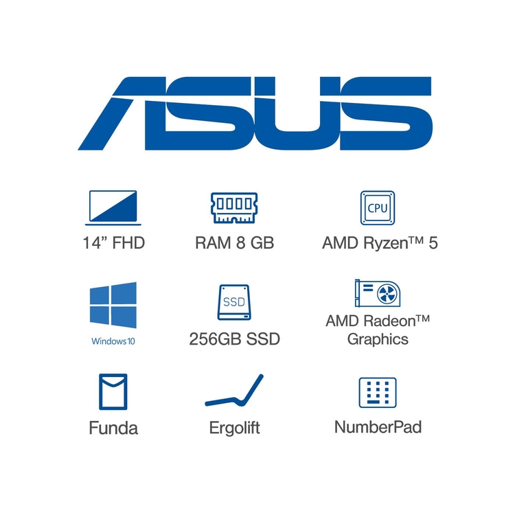 Computador Portátil ASUS Zenbook 14 14" Pulgadas UM425IA-AM099T AMD Ryzen 5 - 8GB RAM - Disco Estado Solido 256 GB - Plateado