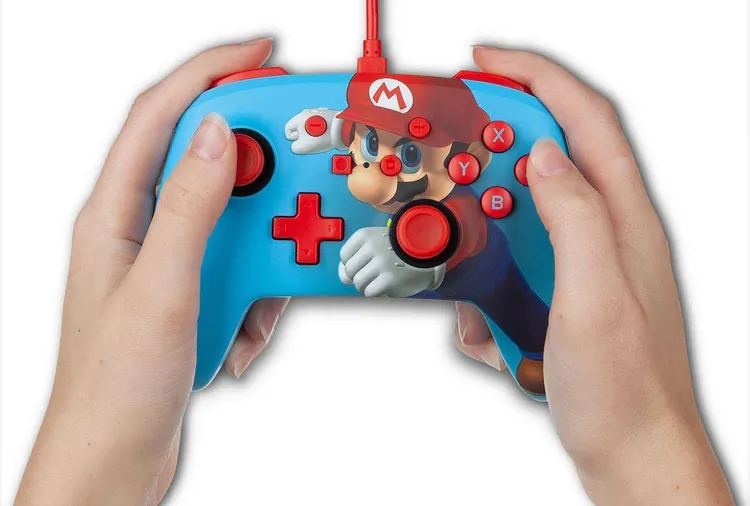 Control POWER A Switch Alámbrico Mario Azul