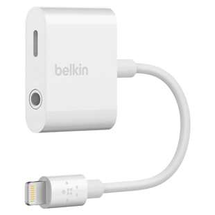 Adaptador de Carga BELKIN RockStar Lightning a USB-C /Audio 3.5 mm Blanco
