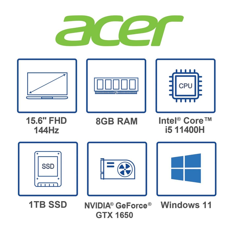 Computador Portátil Gamer ACER NITRO 15.6" Pulgadas 504Y Intel Ci5 - RAM 8GB - Disco SSD 1TB - Negro