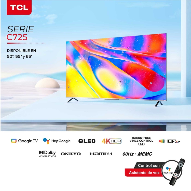 TV TCL 65" Pulgadas 164 cm 65C725 4K-UHD QLED Smart TV Google TV TCL 65" Pulgadas 164 cm 65C725 4K-UHD QLED Smart TV Google