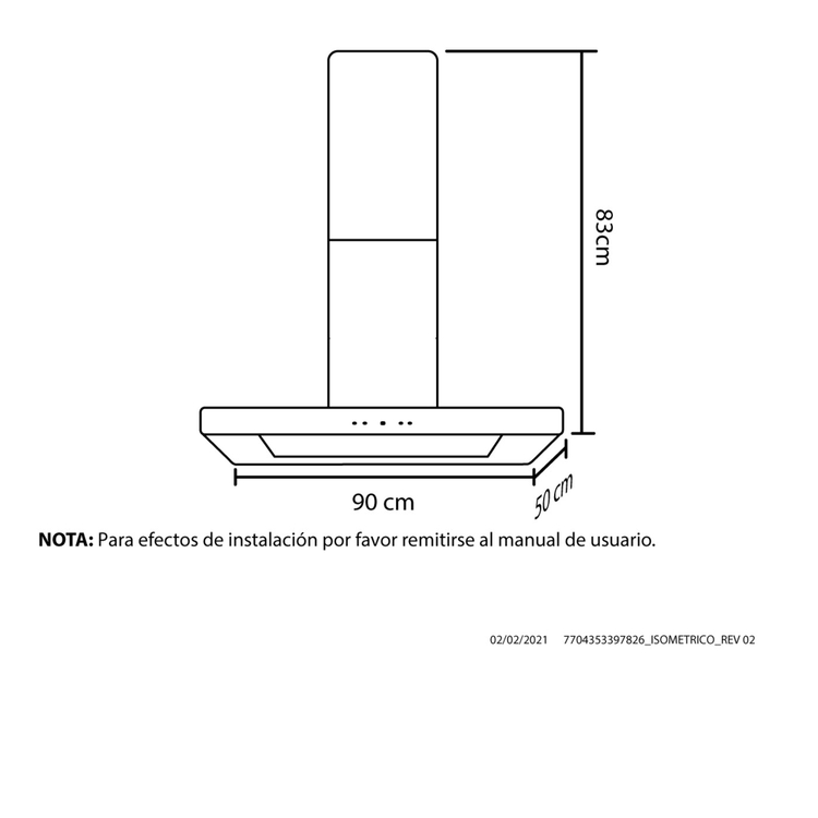 Campana Extractora HACEB 90cms Tipo Peninsula/Pared ASAI Gris Campana Extractora HACEB 90cms Tipo Peninsula/Pared ASAI Gris