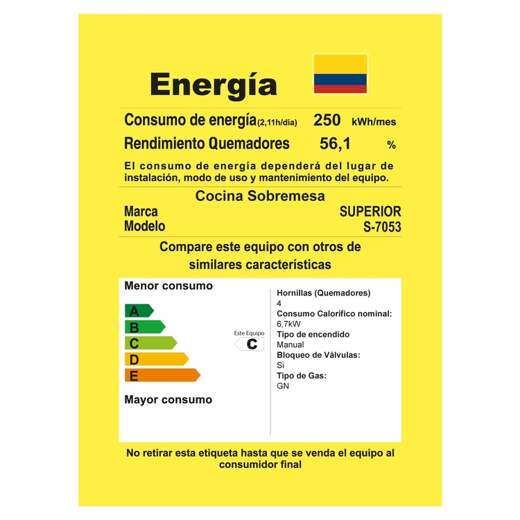Estufa de Mesa SUPERIOR 4 Puestos Gas Propano 7053 Negro Estufa de Mesa SUPERIOR 4 Puestos Gas Propano 7053 Negro