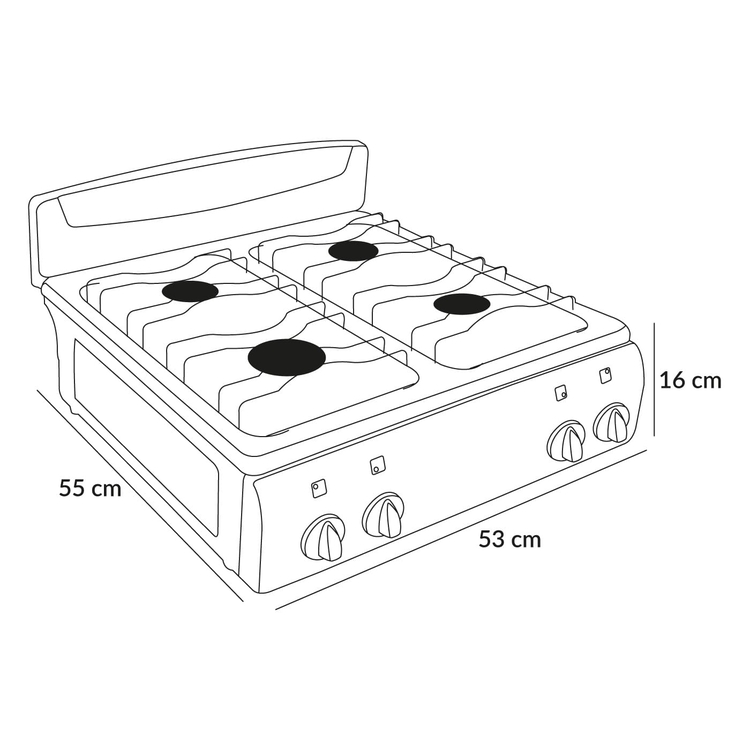 Estufa de Mesa SUPERIOR 4 Puestos Gas Natural 7053 Gris