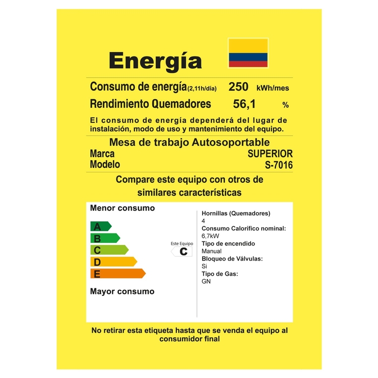Estufa de Piso SUPERIOR 4 Puestos Gas Natural 7016-1 Negro Estufa de Piso SUPERIOR 4 Puestos Gas Natural 7016-1 Negro