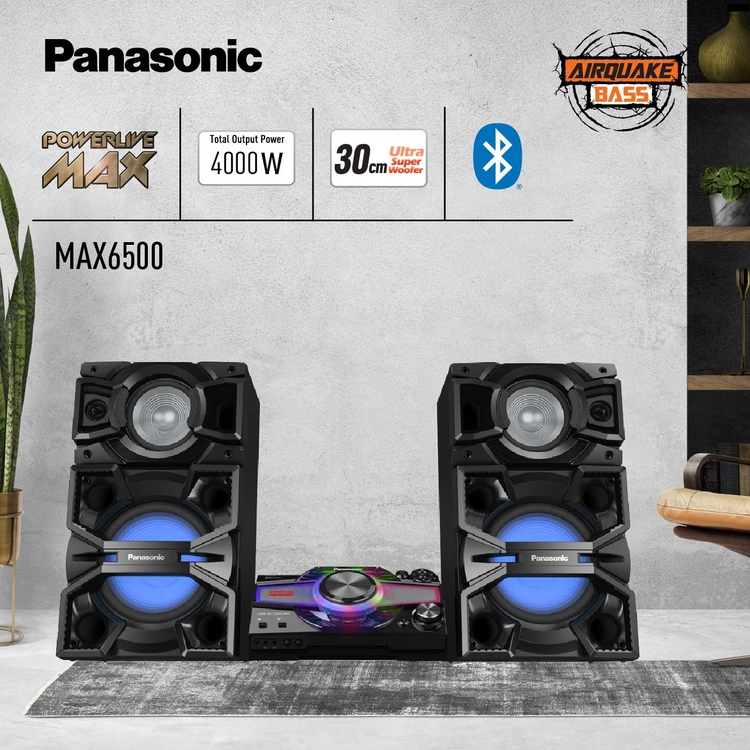 Minicomponente PANASONIC MAX6500 4000 Watts Negro Equipo de Sonido Minicomponente PANASONIC MAX6500 4000 Watts Negro Equipo de Sonido