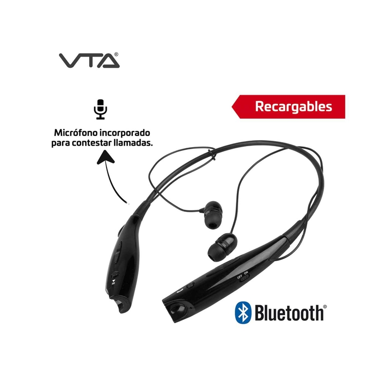 Audífonos VTA Inalámbricos Bluetooth In Ear Manos Libres Recargables Negro