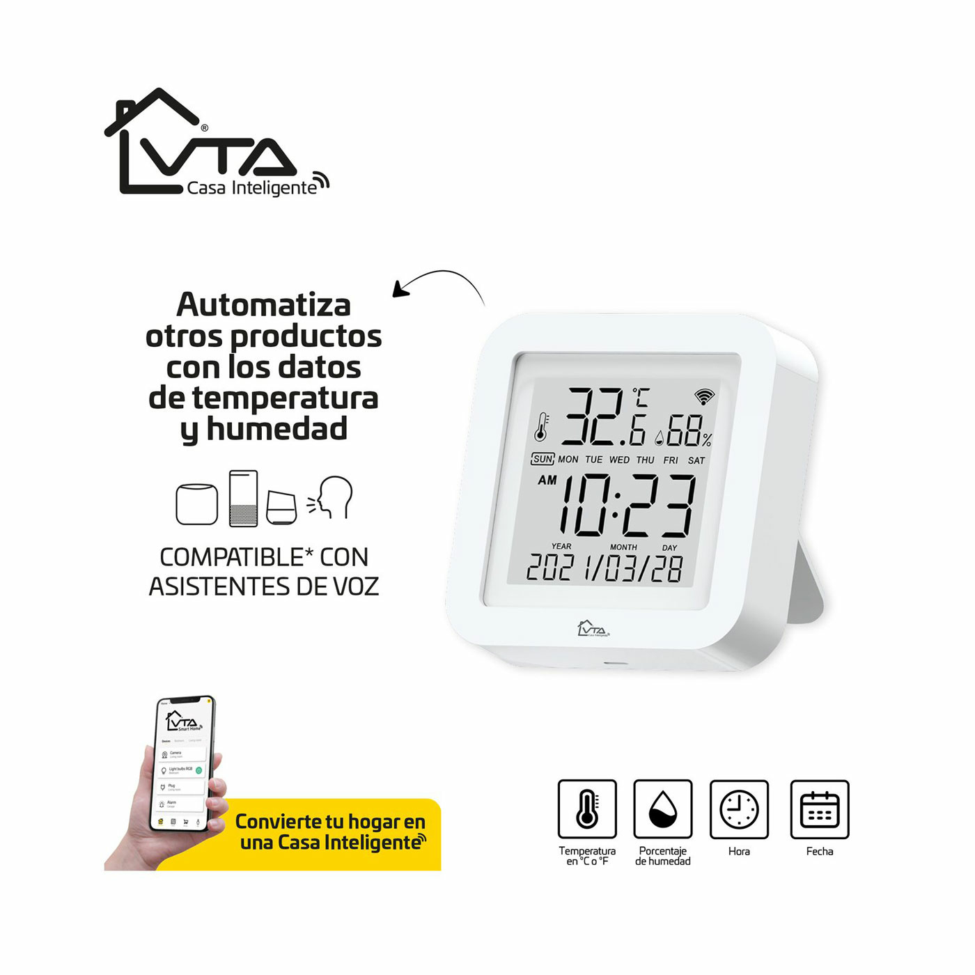 Sensor de Temperatura y Humedad con pantalla VTA WiFi