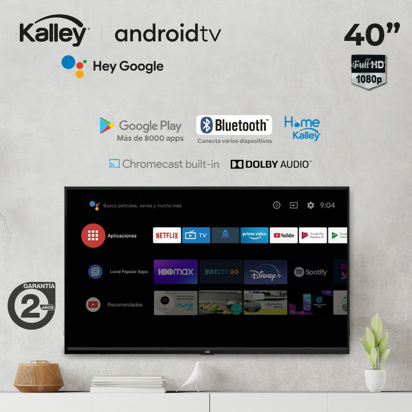 TV KALLEY 40 Pulgadas 102 cm K-ATV40FHDW FHD LED Smart TV Android