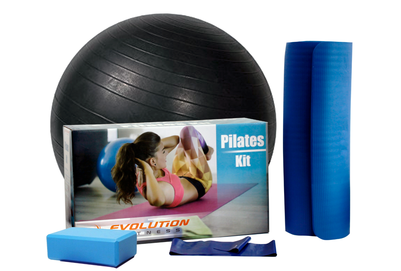 Kit de Pilates EVOLUTION (Balón, Bloque, Bandas, Colchoneta)