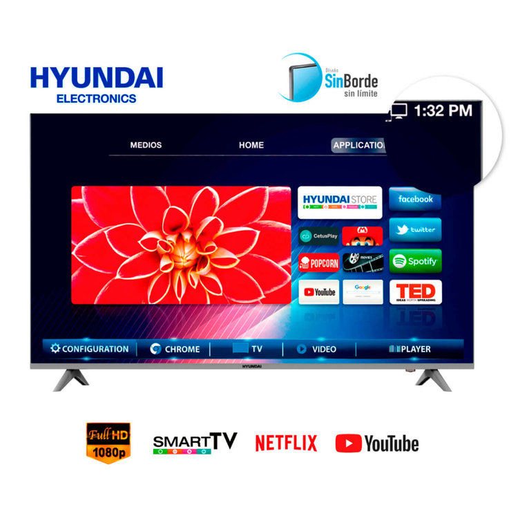 TV HYUNDAI 50" PULGADAS 127 cm HYLED5016iNTM FHD LED Smart TV