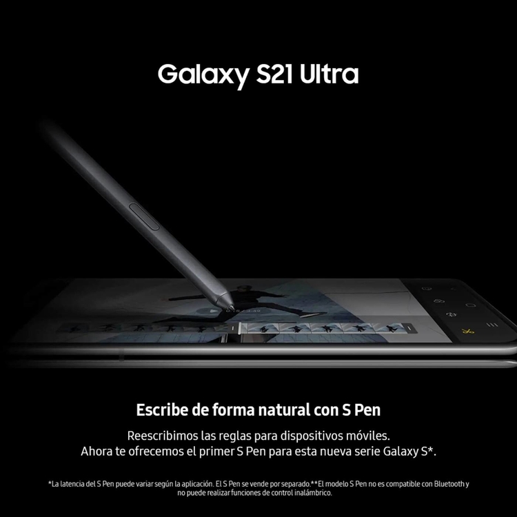 Combo Celular SAMSUNG Galaxy S21 Ultra 256GB Plateado + Silicone Cover con Spen S21 Ultra Negro 