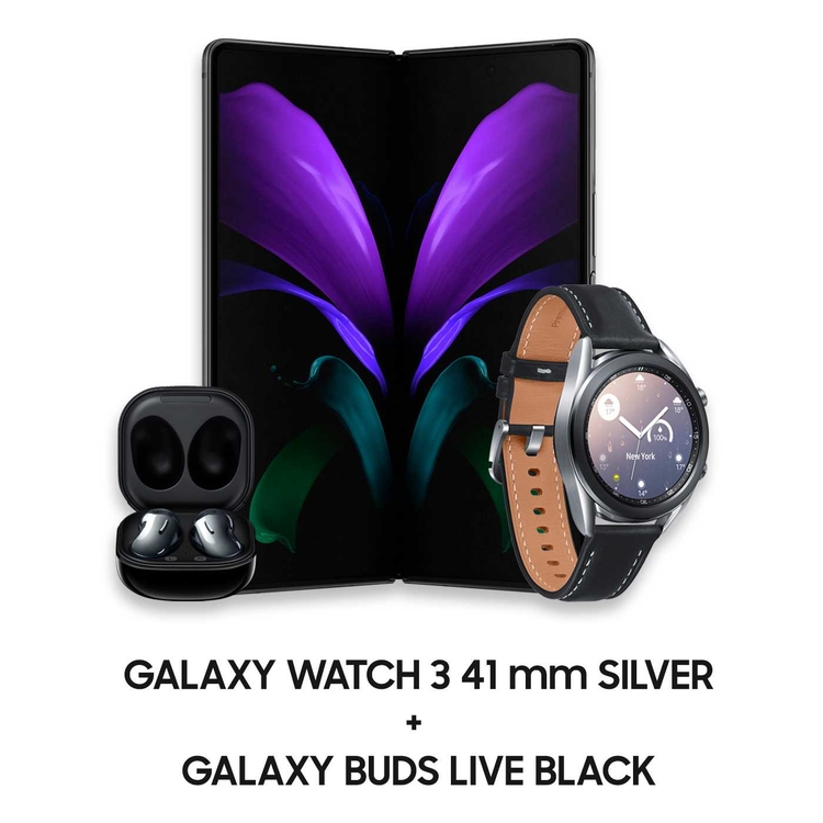 Celular SAMSUNG Galaxy Z FOLD 2 Negro + Galaxy WATCH 3 41 mm Plateado + Galaxy BUDS LIVE Negro