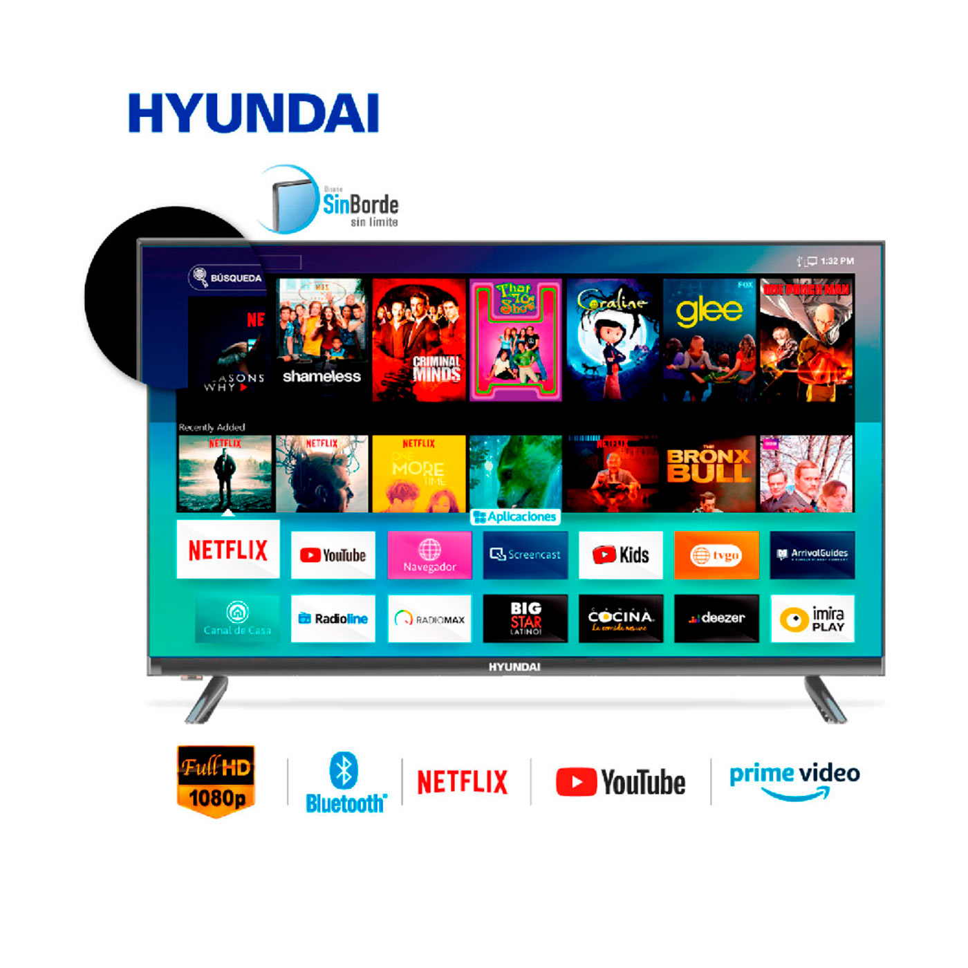 TV HYUNDAI 43" Pulgadas 109 cm HYLED4320NiM FHD LED Smart TV