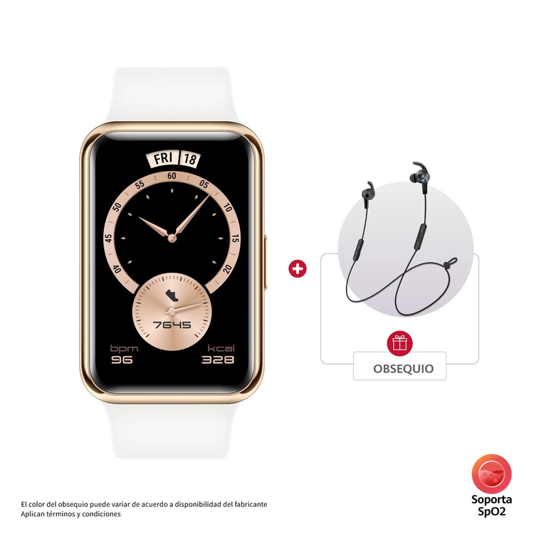Bundle Reloj HUAWEI Watch Fit Elegant Blanco + Audífonos Bluetooth AM61