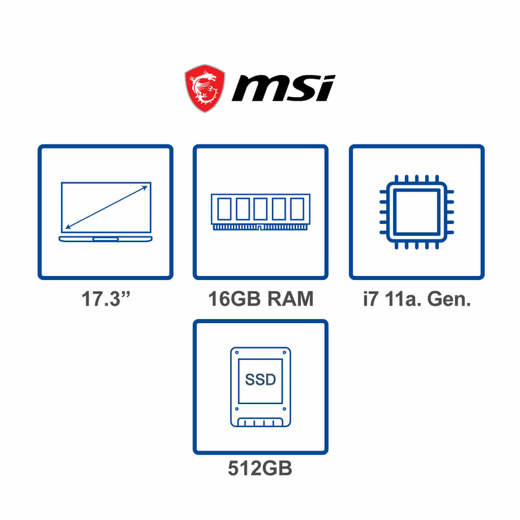 Computador Portátil Gamer MSI 17.3" Pulgadas Pulse GL76 11UEK Intel Core i7 - RAM 16GB - Disco SSD 512GB - Negro