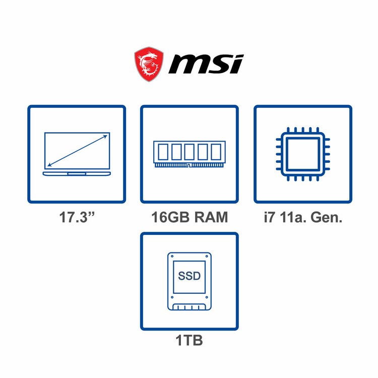 Computador Portátil Gamer MSI 17.3" Pulgadas GP76 Leopard 11UG Intel core i7 - RAM 16GB - Disco SSD 1TB - Negro