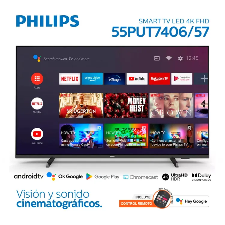 TV PHILIPS 55" Pulgadas 139 cm 55PUT7406/57 4K-UHD LED Smart TV Android