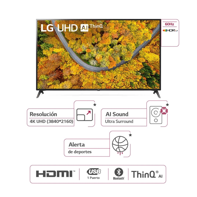 TV LG 70" Pulgadas 178 cm 70UP7500 4K-UHD LED Smart TV