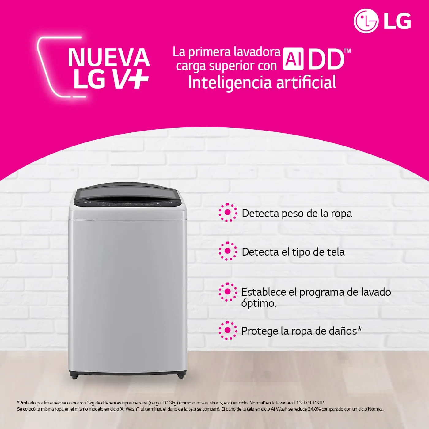 Lavadora LG Carga Superior 19 Kilos WT19DV6 Inteligencia Artificial Gris