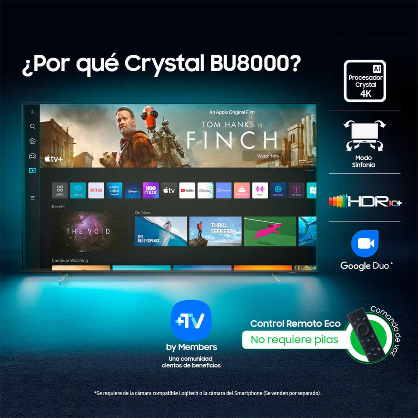 TV SAMSUNG 50" Pulgadas 127 cm 50BU8000 4K-UHD LED Smart TV + Barra de Sonido SAMSUNG HW-T400