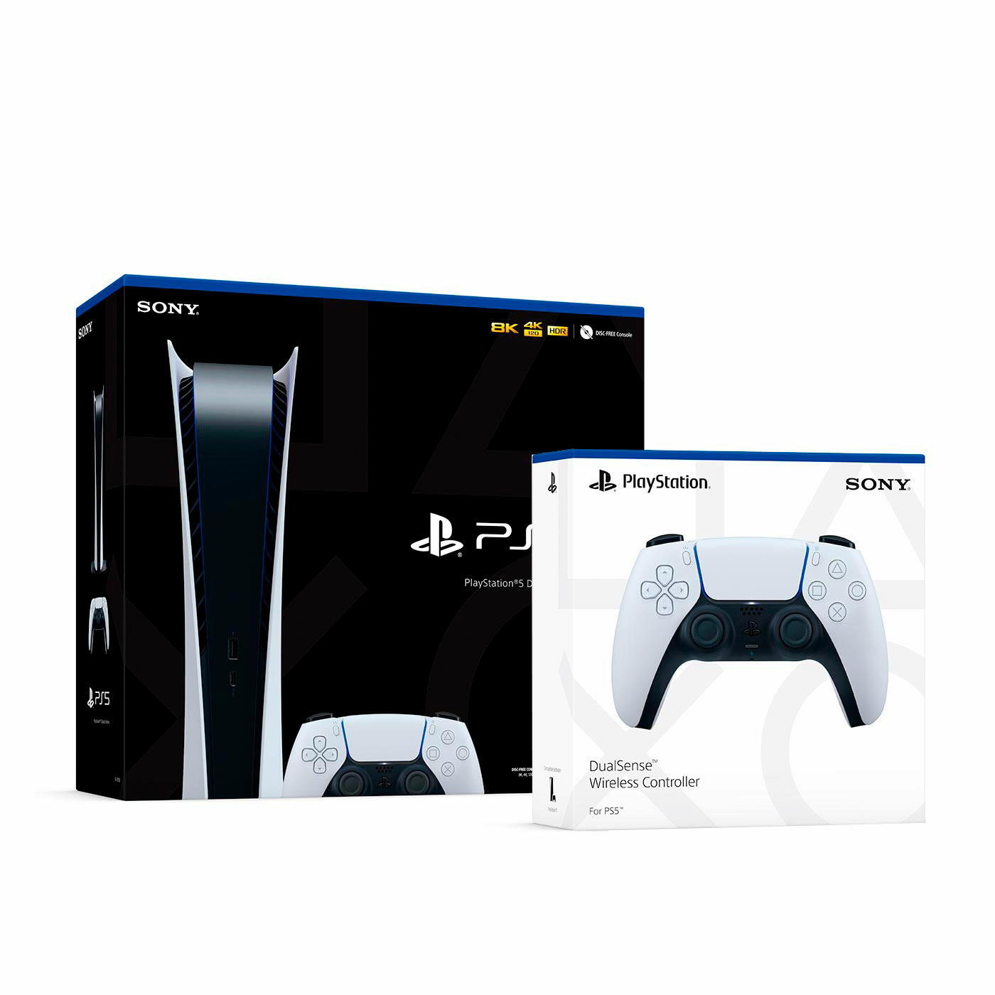  Consola PLAYSTATION PS5 Digital 825GB + 2 Controles DualSense Blanco|Negro
