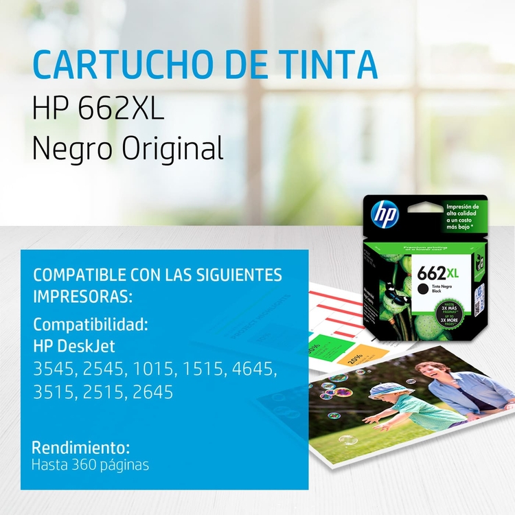 Cartucho de Tinta HP 662XL Negra