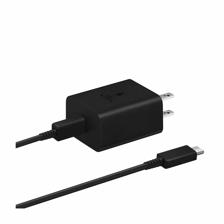 Adaptador|Cargador de Pared SAMSUNG 45W USB-C + Cable USB-C a USB-C de 1.80 Metros Negro